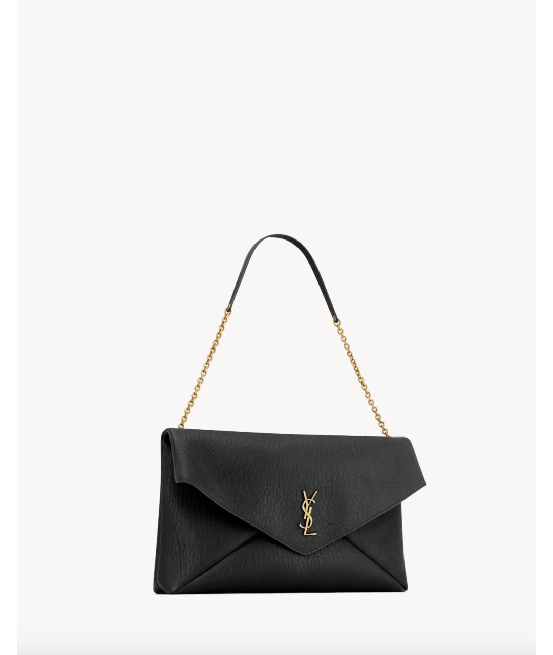 SAINT LAURENT Черная кожаная сумка с короткими ручками, фото 5