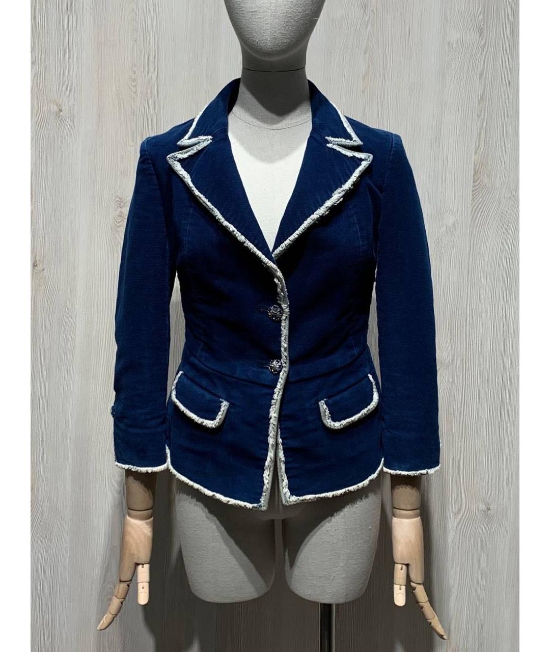 CHANEL Темно-синий хлопковый жакет/пиджак, фото 7