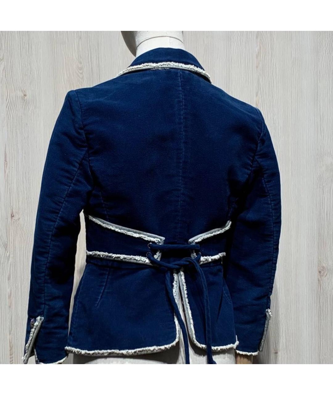 CHANEL Темно-синий хлопковый жакет/пиджак, фото 3