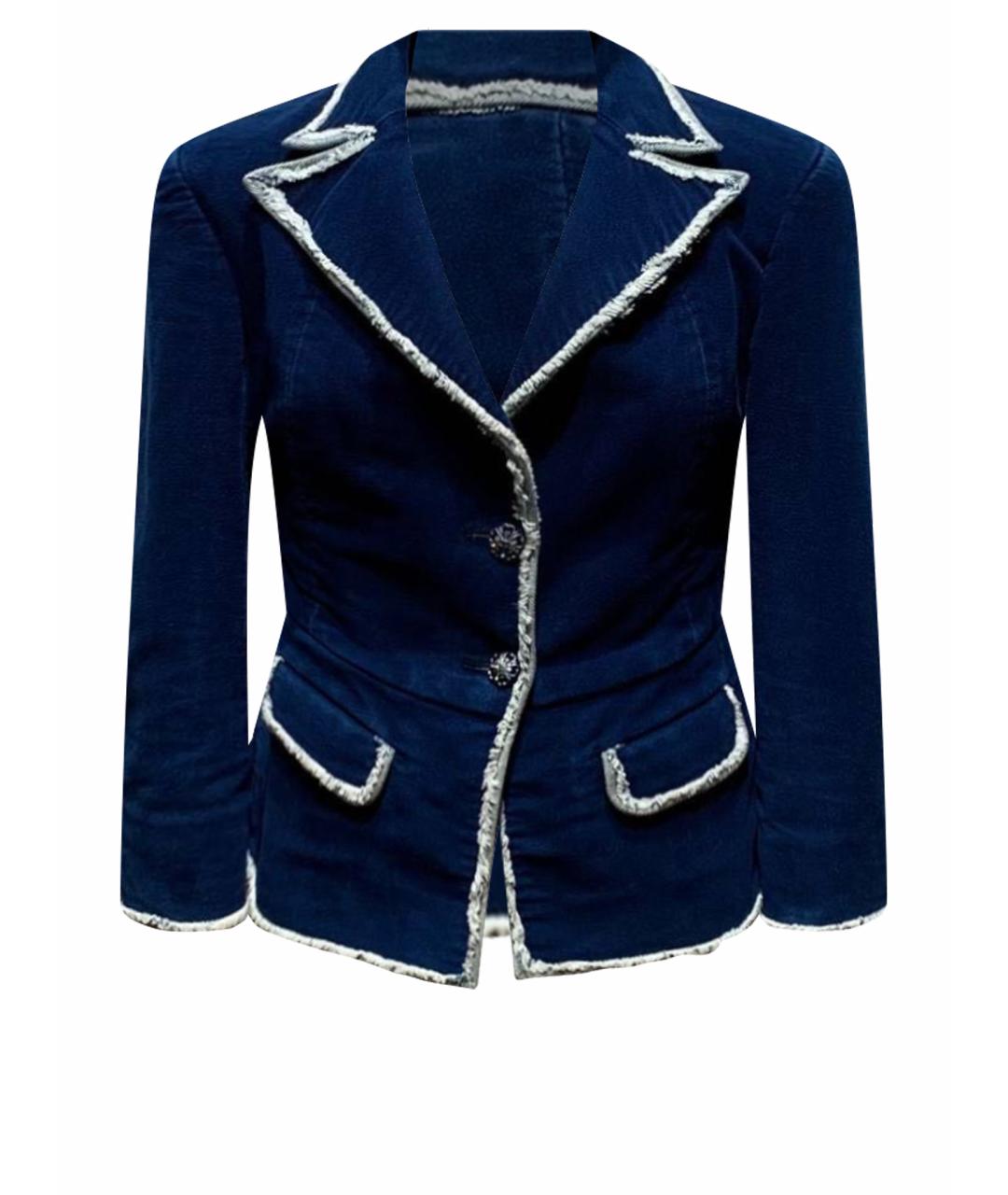 CHANEL Темно-синий хлопковый жакет/пиджак, фото 1