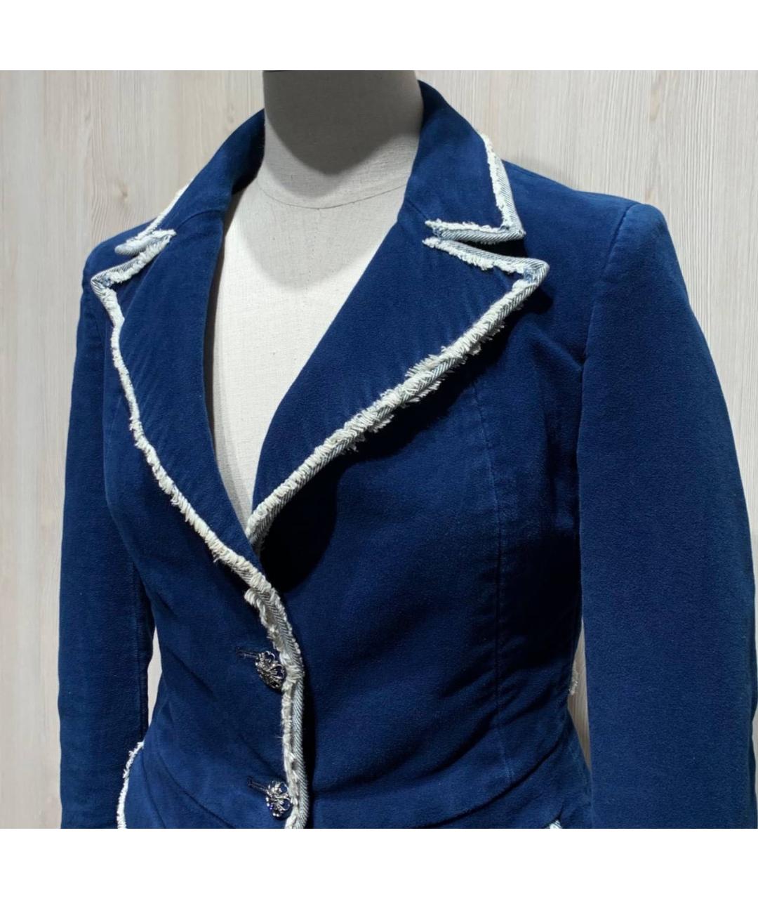 CHANEL Темно-синий хлопковый жакет/пиджак, фото 2