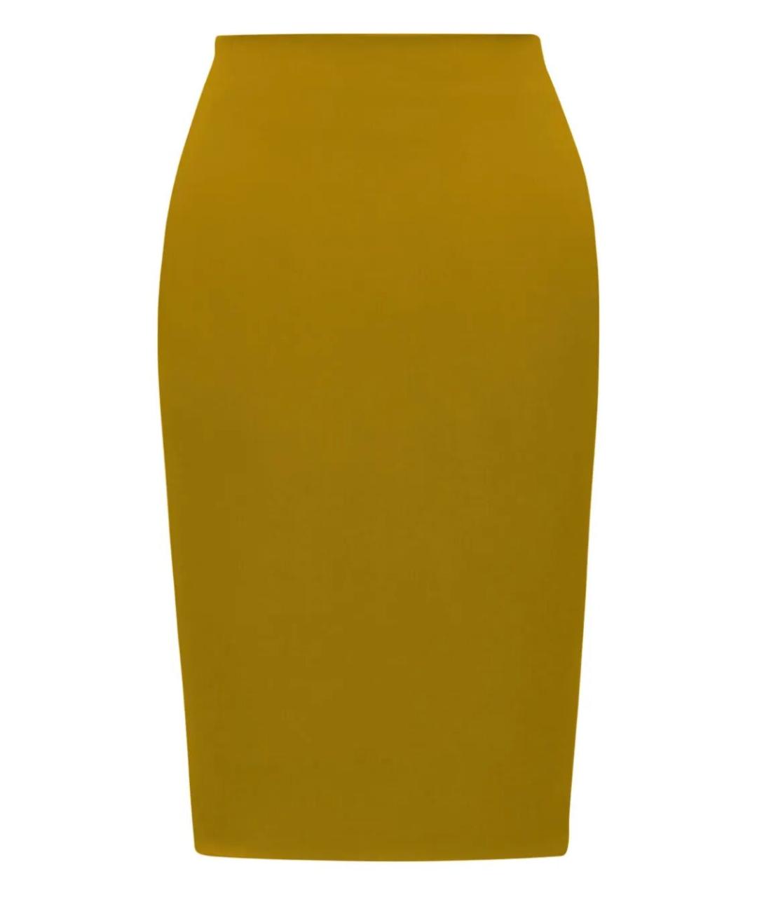 SAINT LAURENT Горчичная вискозная юбка миди, фото 1