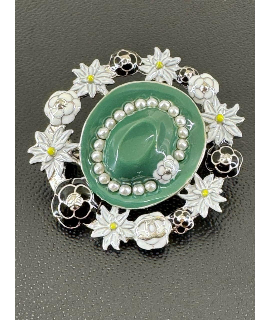 CHANEL Зеленая металлическая булавка / брошь, фото 5