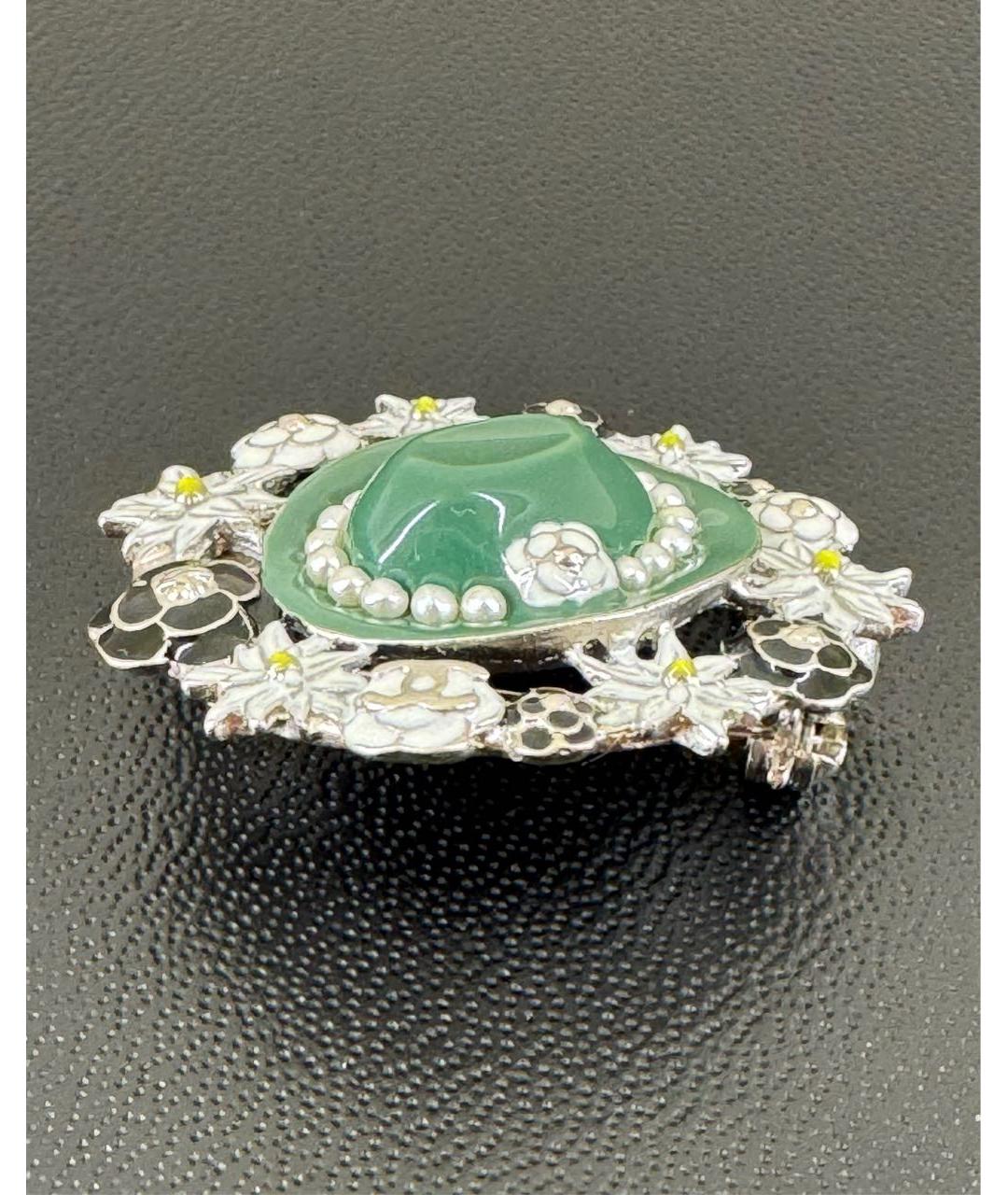 CHANEL Зеленая металлическая булавка / брошь, фото 2