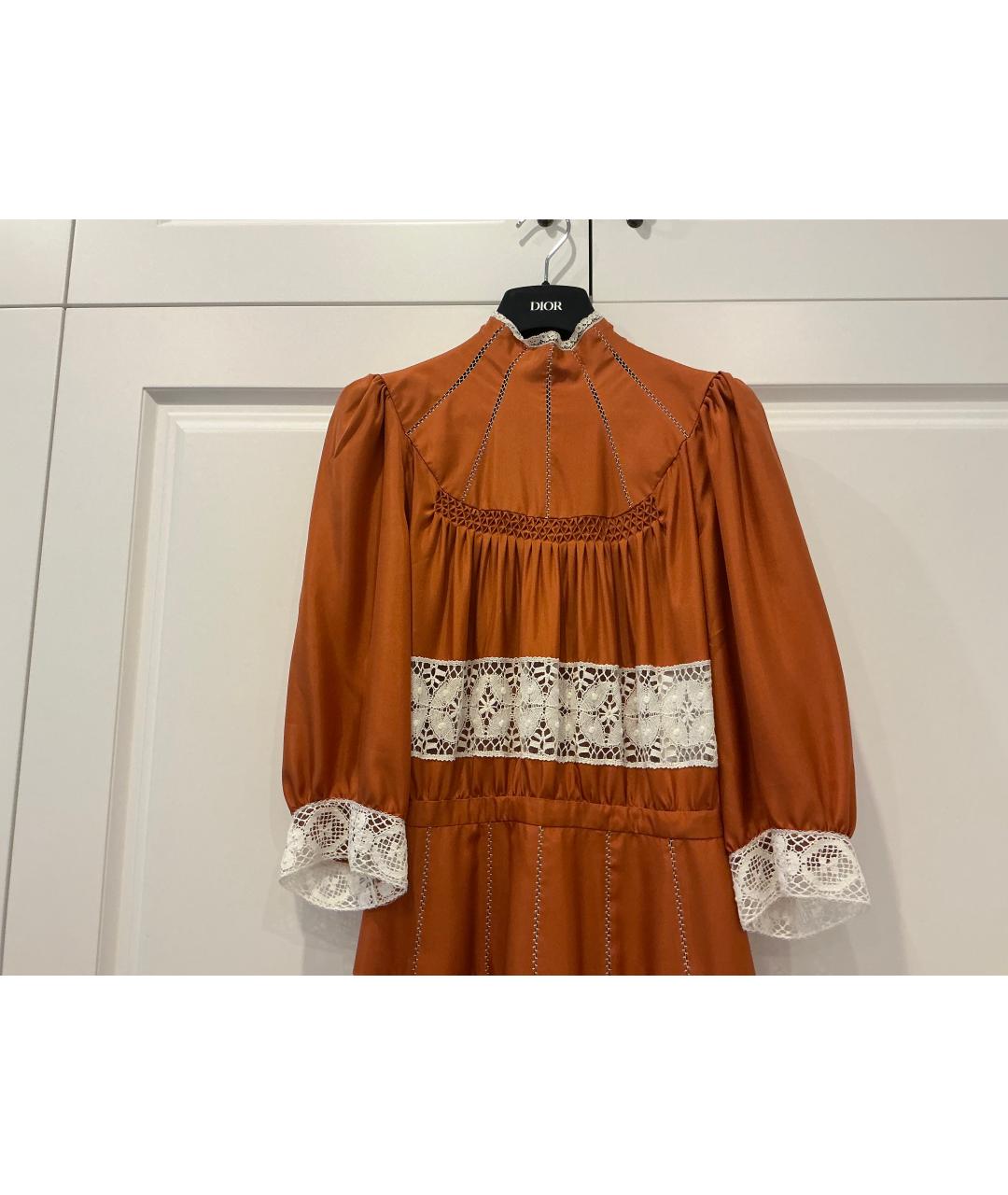 CHRISTIAN DIOR Горчичное шелковое платье, фото 3