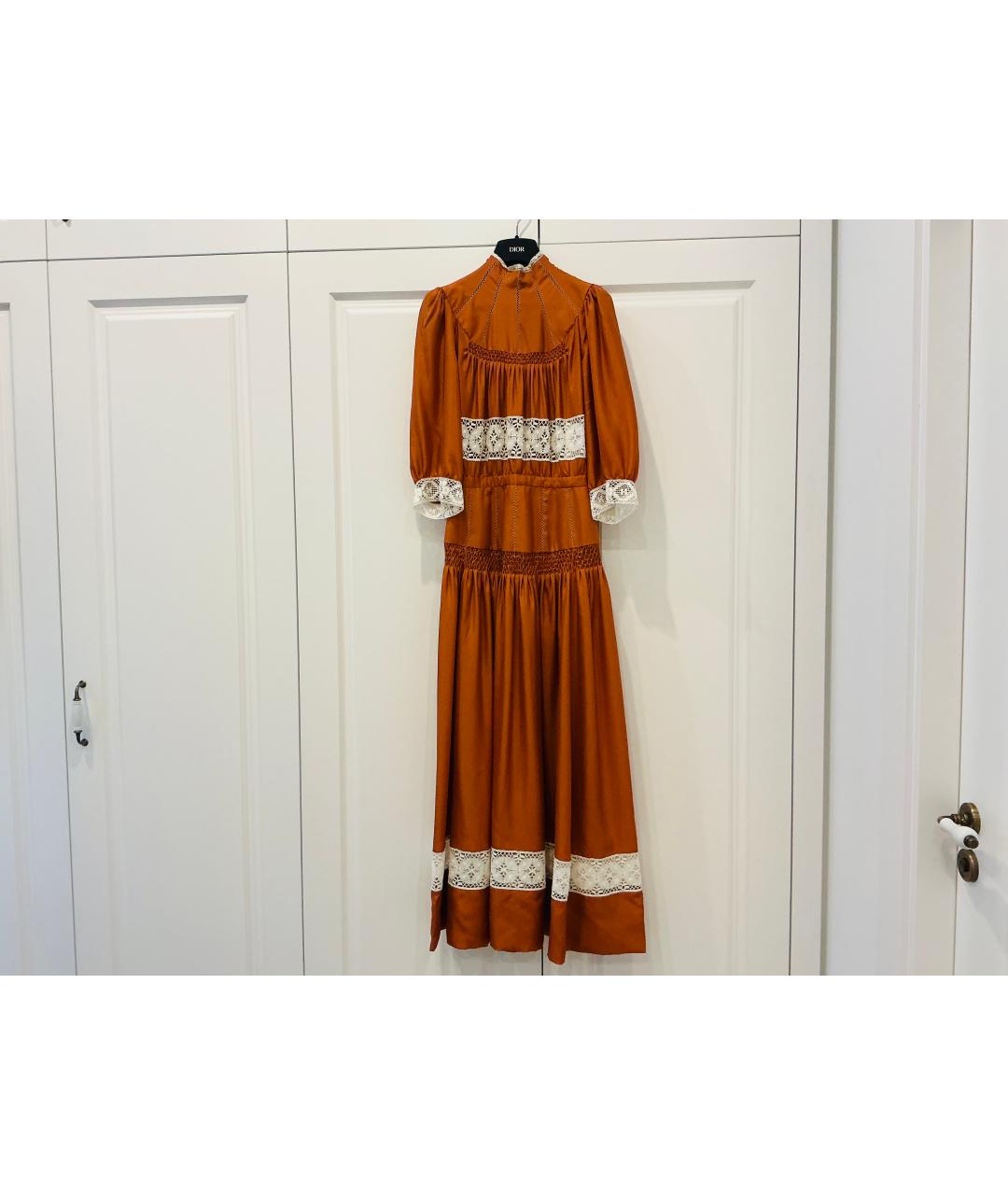 CHRISTIAN DIOR Горчичное шелковое платье, фото 7