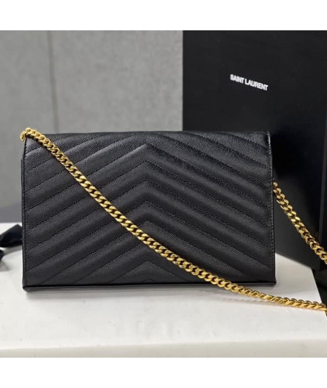 SAINT LAURENT Черная кожаная сумка через плечо, фото 3