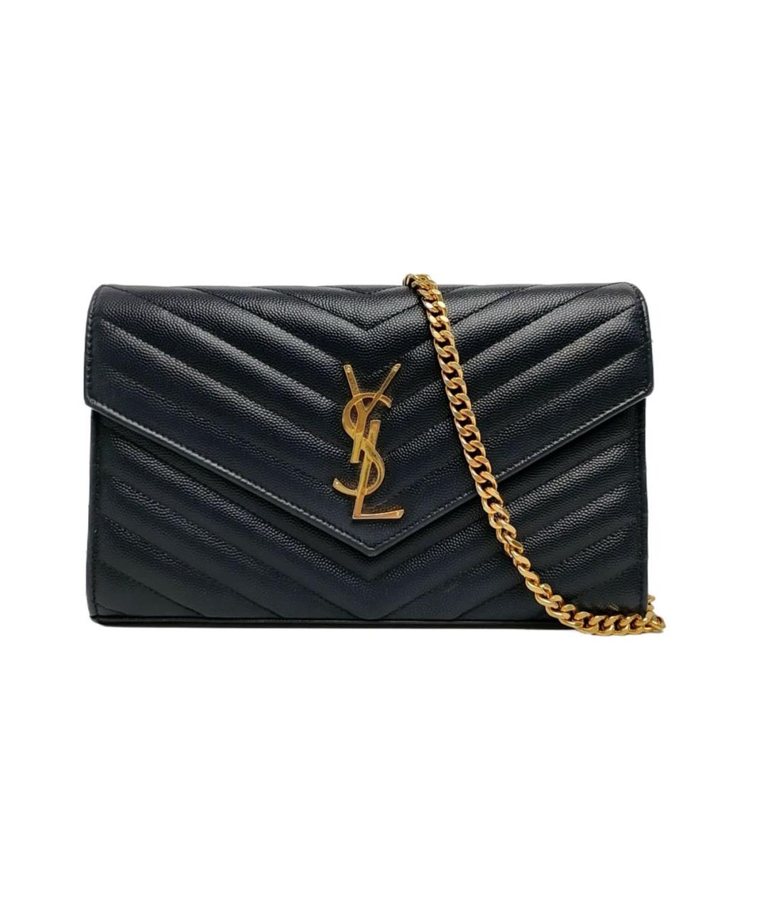 SAINT LAURENT Черная кожаная сумка через плечо, фото 1