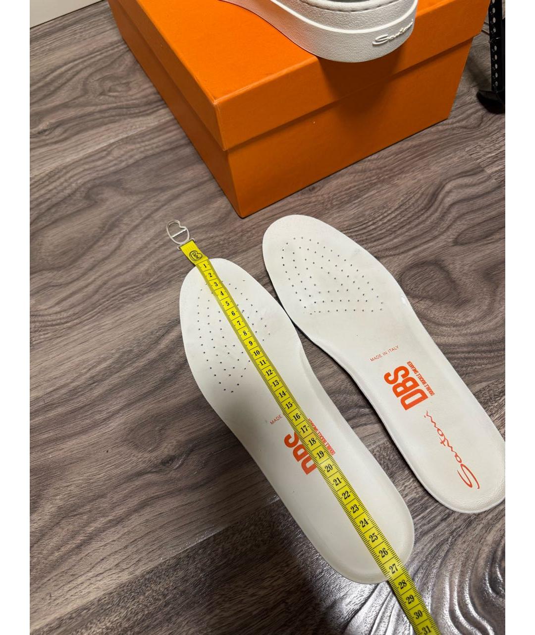 SANTONI Серые кожаные низкие кроссовки / кеды, фото 6