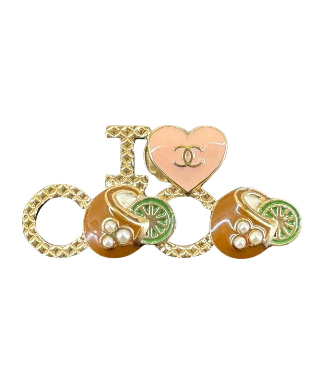 CHANEL Золотая металлическая булавка / брошь, фото 1