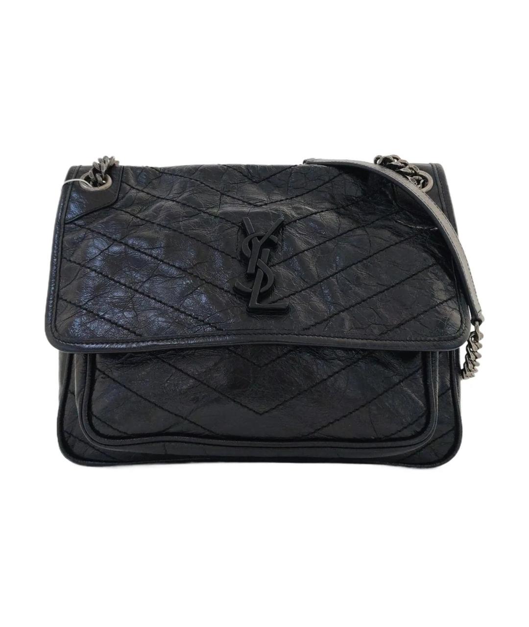 SAINT LAURENT Черная кожаная сумка тоут, фото 1