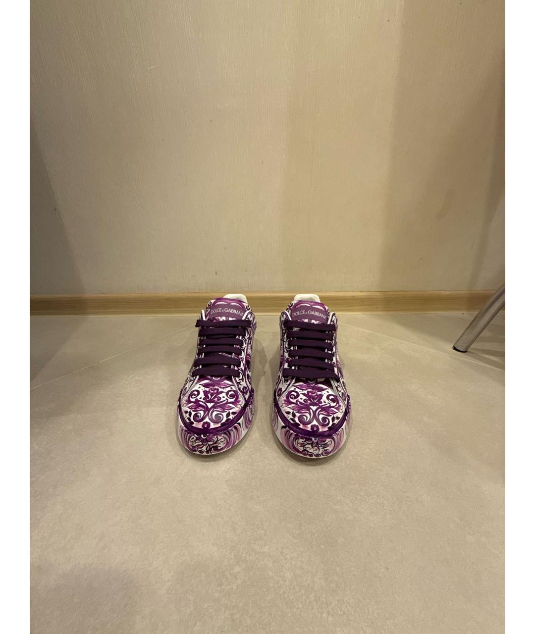 DOLCE&GABBANA Фиолетовые кожаные кеды, фото 2