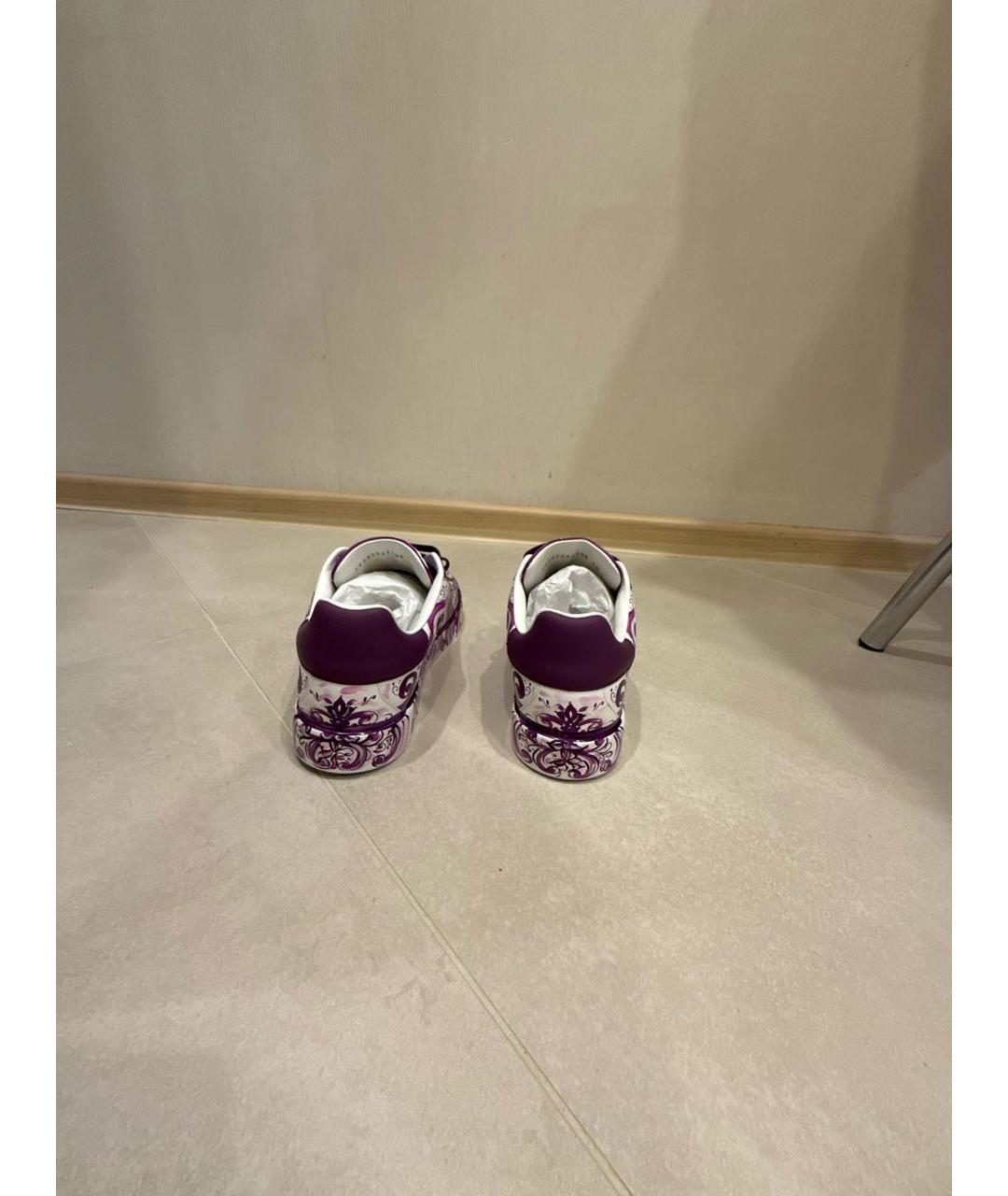 DOLCE&GABBANA Фиолетовые кожаные кеды, фото 4
