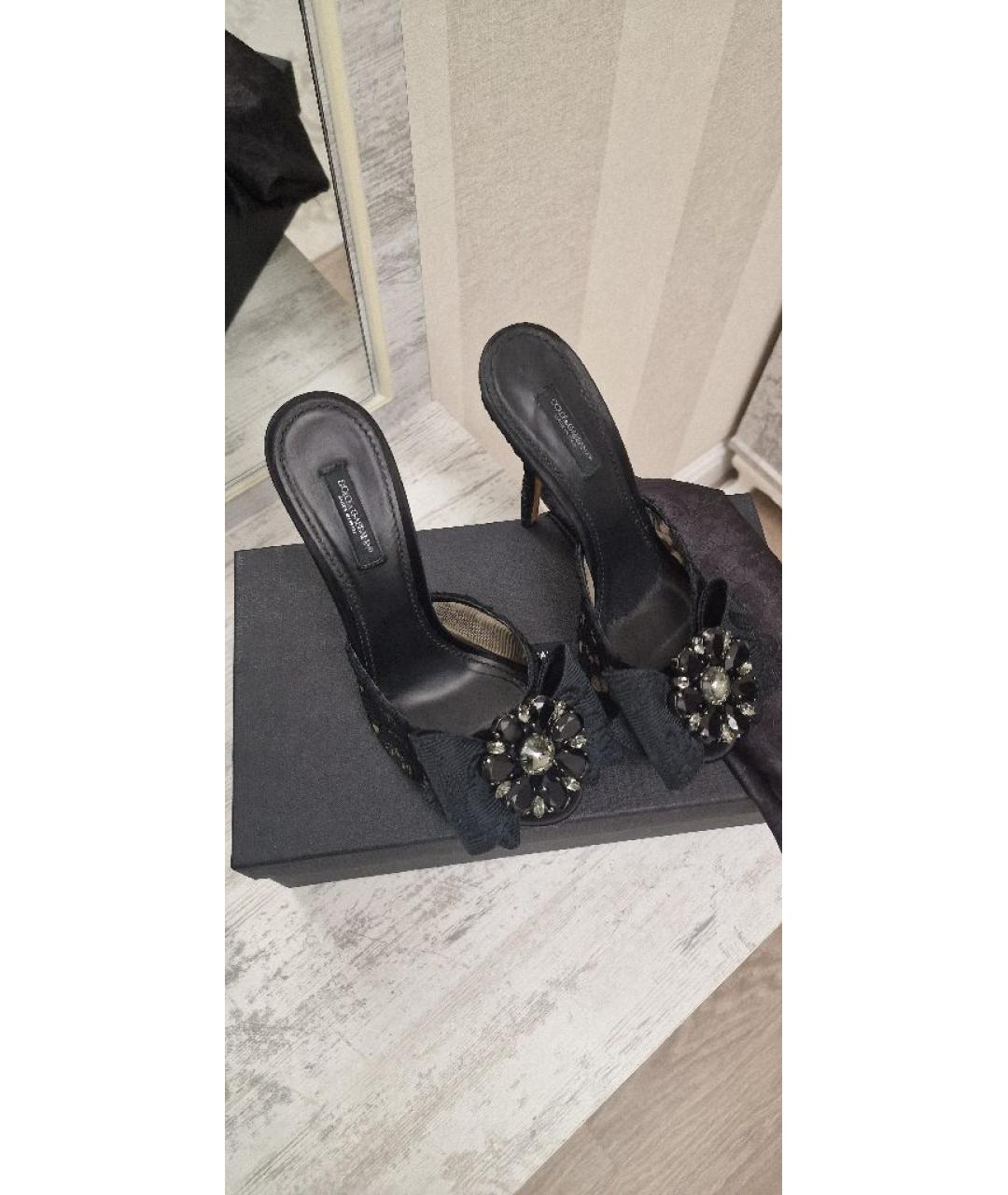 DOLCE&GABBANA Черные текстильные мюли, фото 2