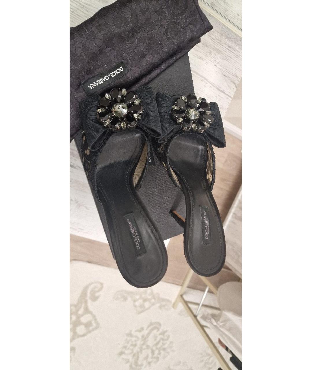 DOLCE&GABBANA Черные текстильные мюли, фото 3