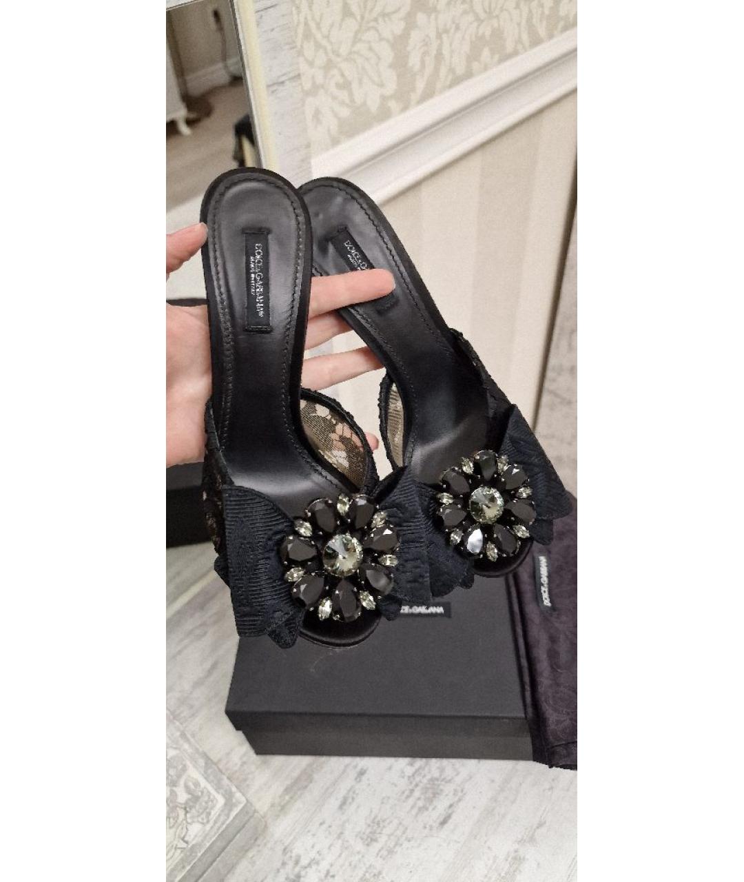 DOLCE&GABBANA Черные текстильные мюли, фото 6