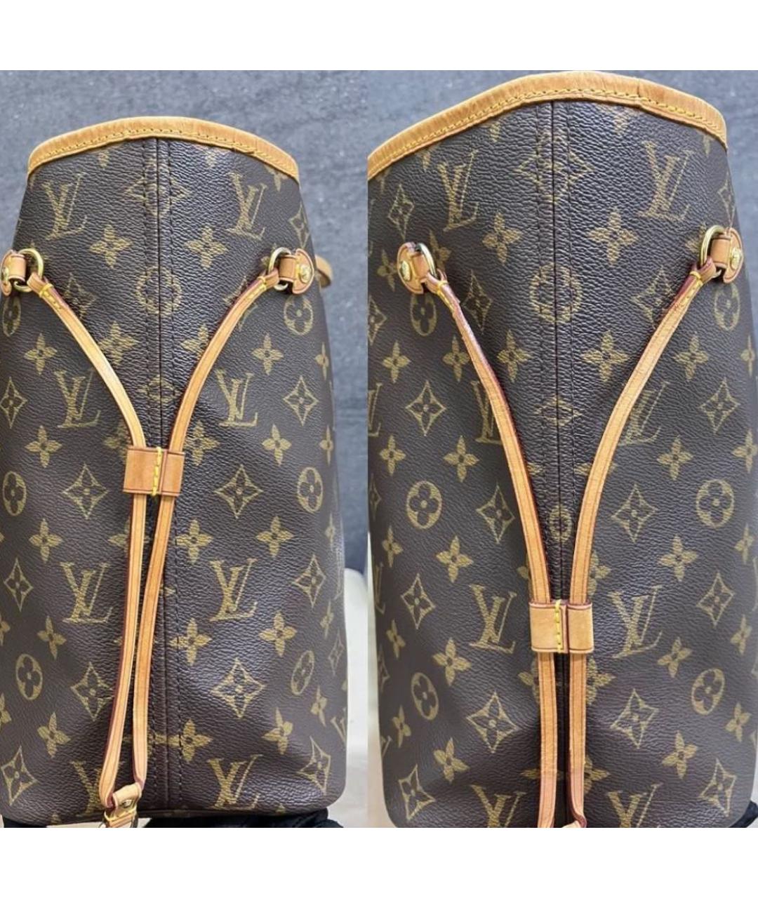 LOUIS VUITTON Коричневая кожаная сумка тоут, фото 3