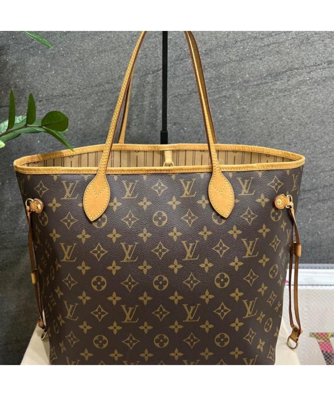 LOUIS VUITTON Коричневая кожаная сумка тоут, фото 4