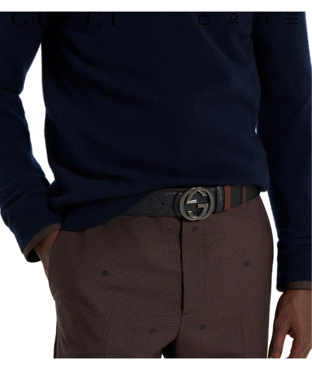 GUCCI Черный кожаный ремень, фото 3