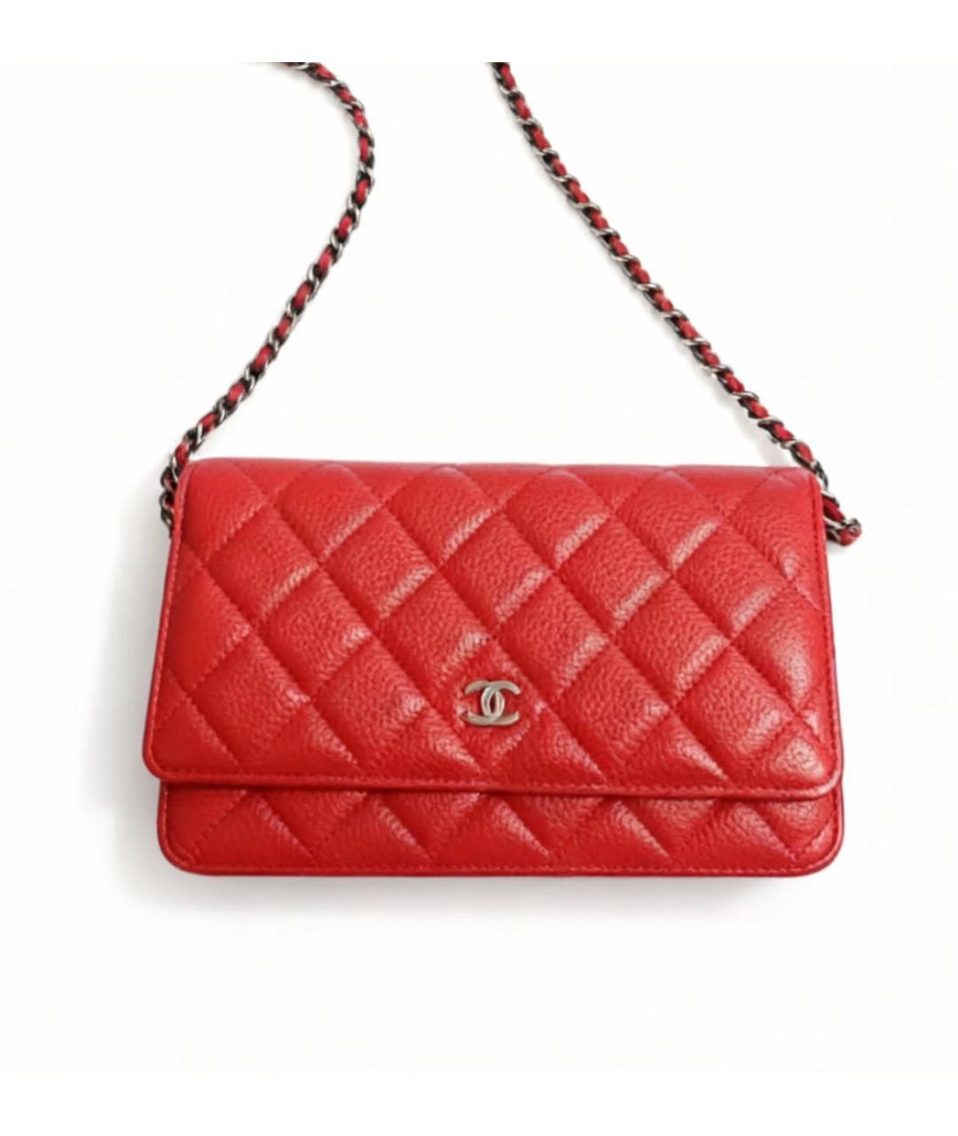 CHANEL Красная кожаная сумка через плечо, фото 5