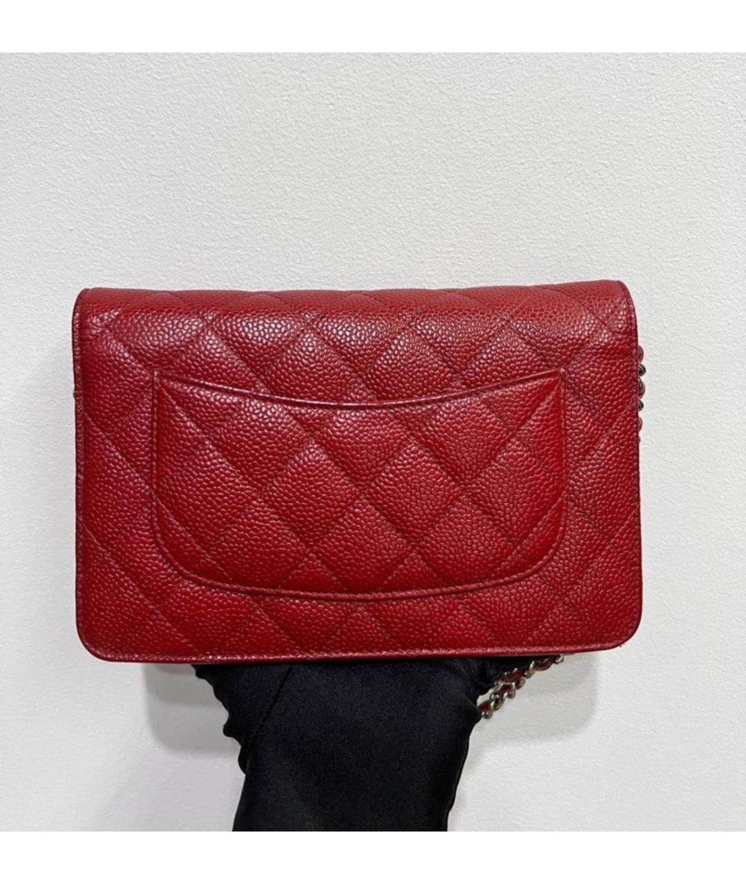 CHANEL Красная кожаная сумка через плечо, фото 4