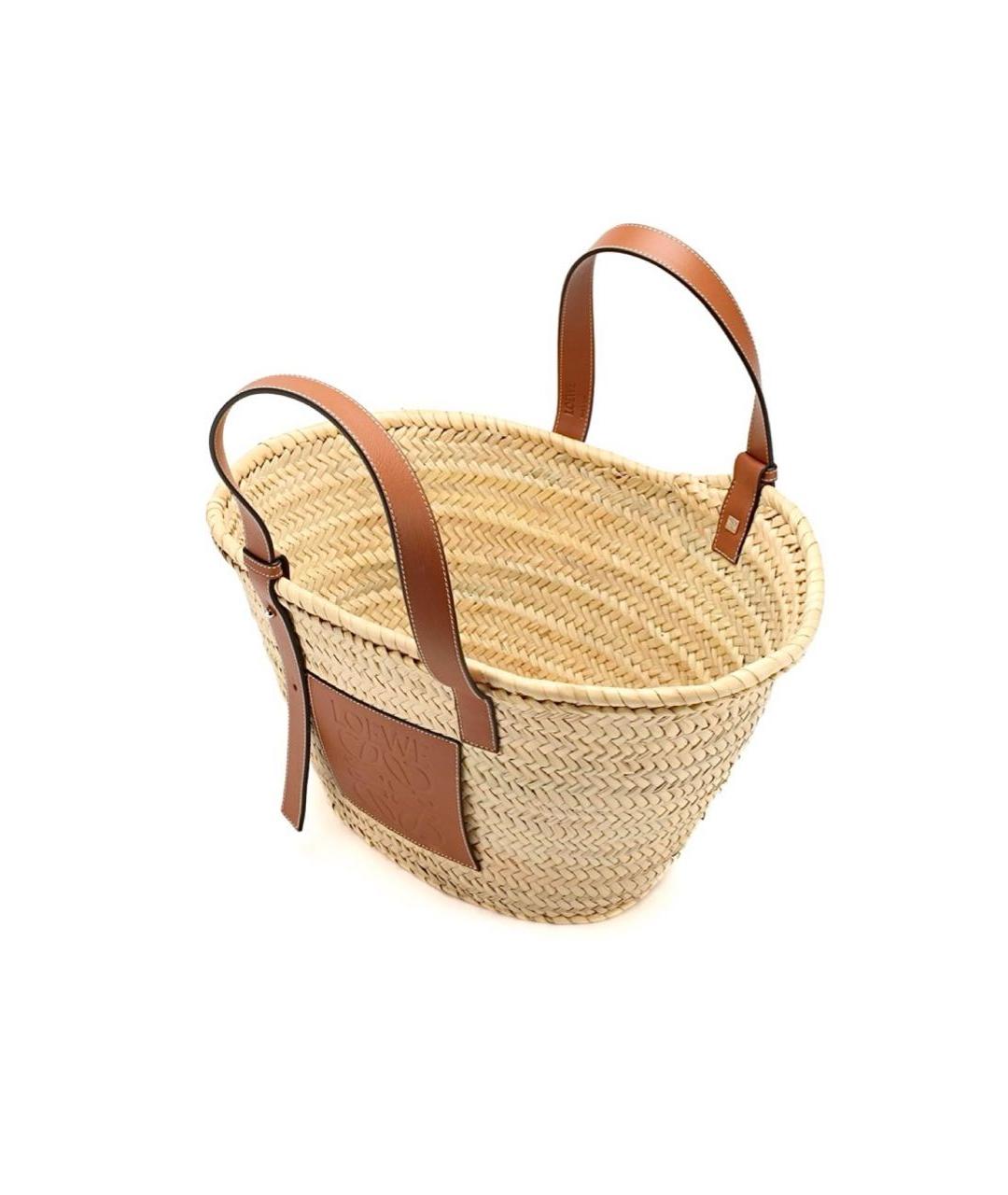 LOEWE Бежевая пелетеная пляжная сумка, фото 2