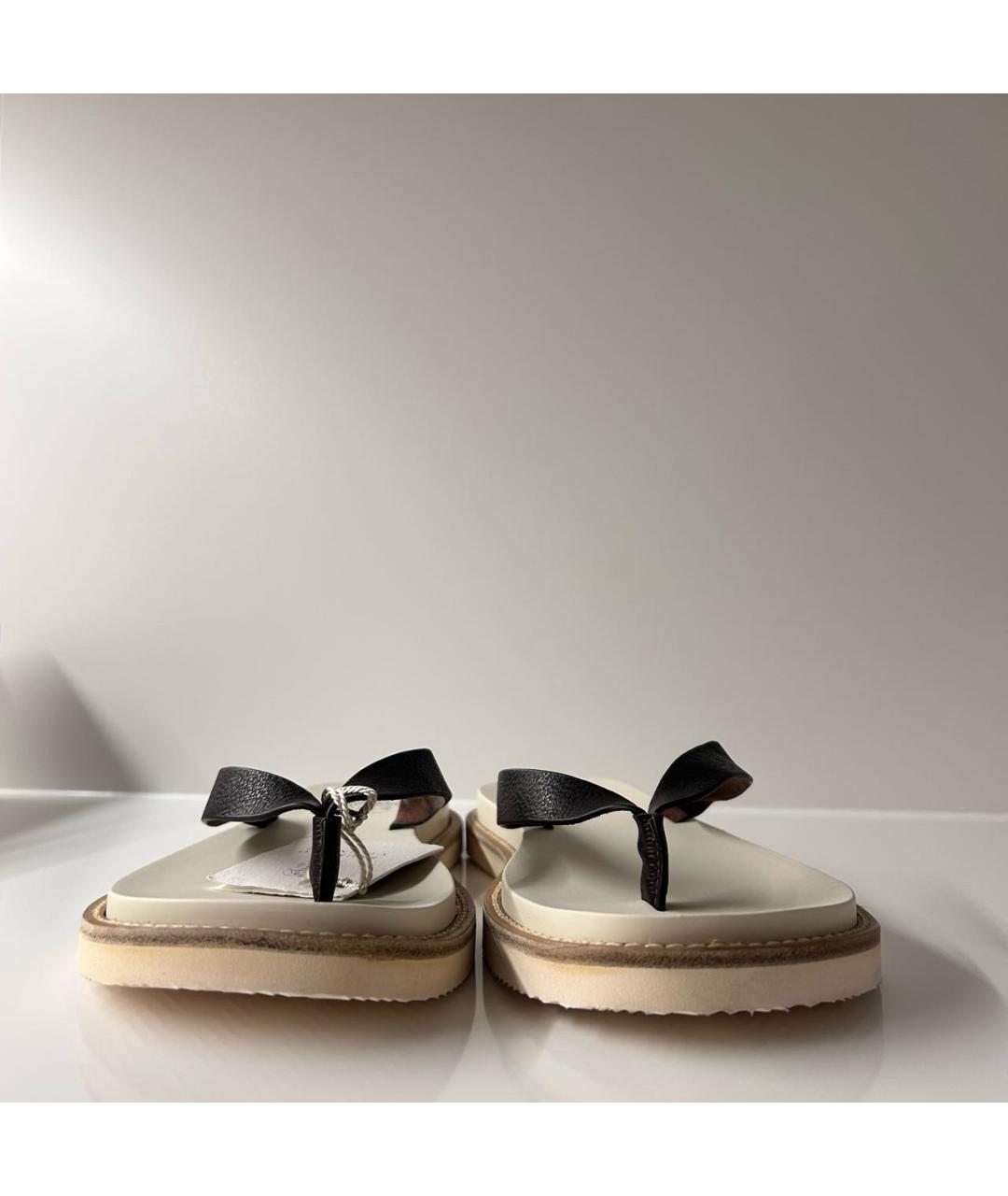 BRUNELLO CUCINELLI Коричневые кожаные шлепанцы, фото 2