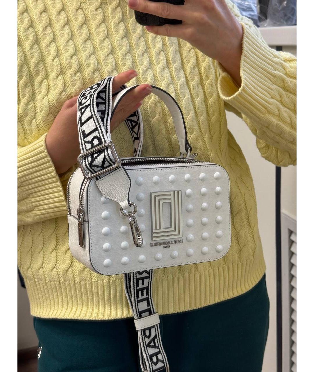 KARL LAGERFELD Белая кожаная сумка через плечо, фото 2