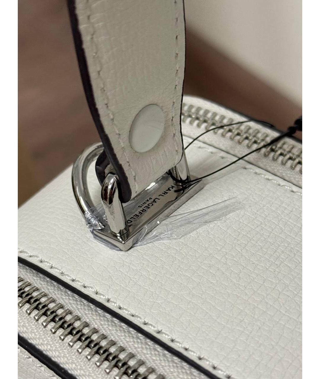 KARL LAGERFELD Белая кожаная сумка через плечо, фото 4