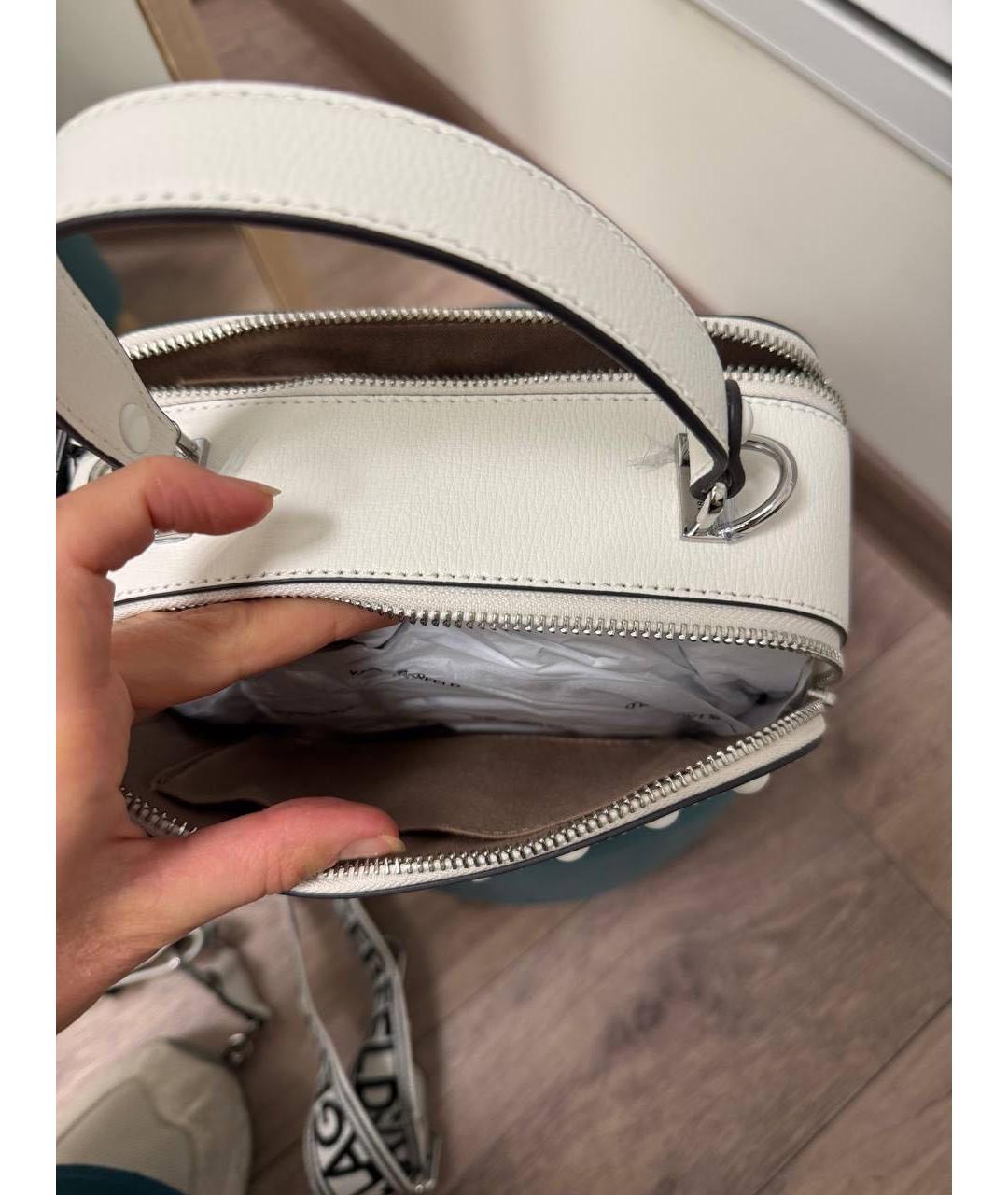 KARL LAGERFELD Белая кожаная сумка через плечо, фото 6
