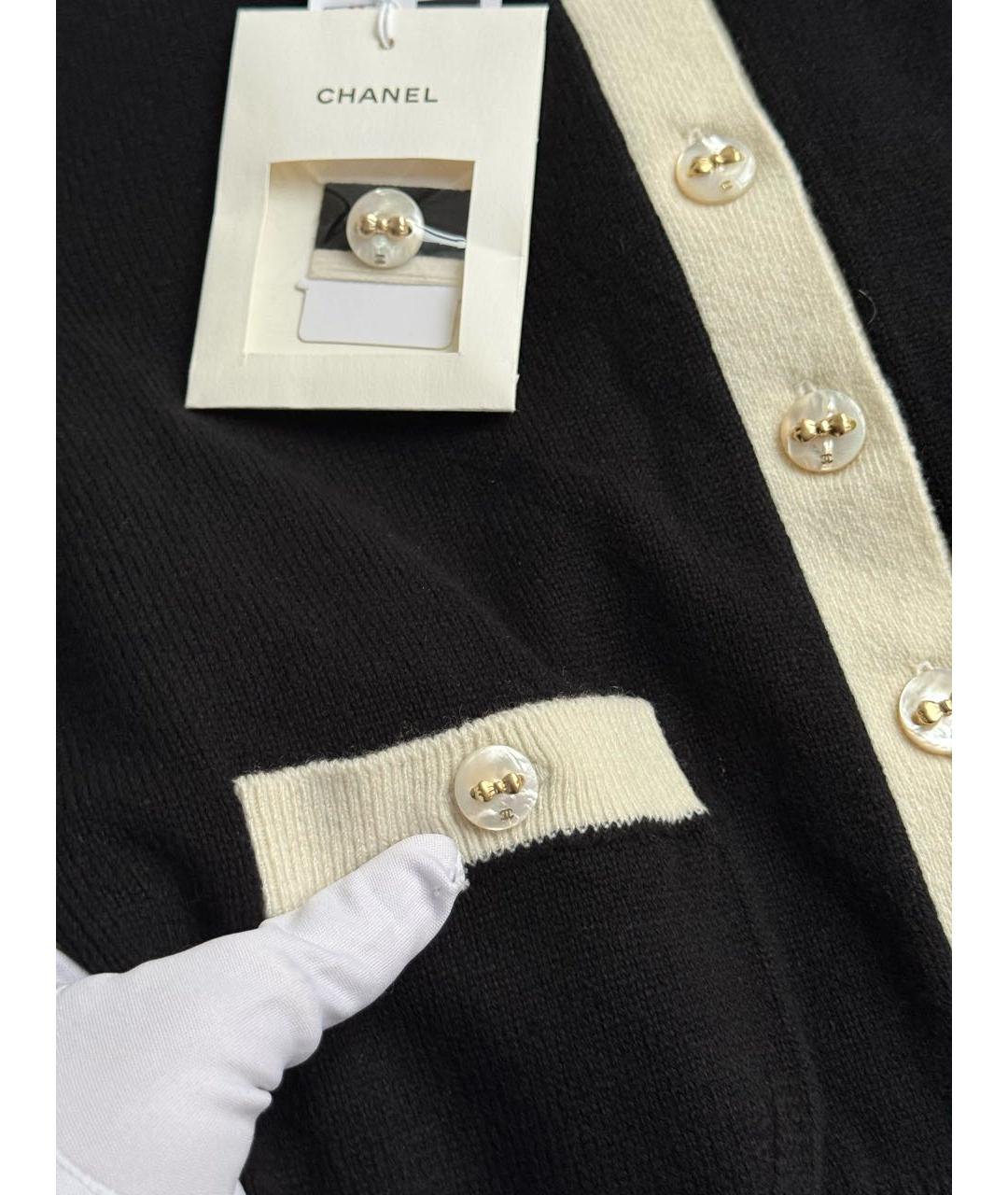 CHANEL Черный шерстяной кардиган, фото 7
