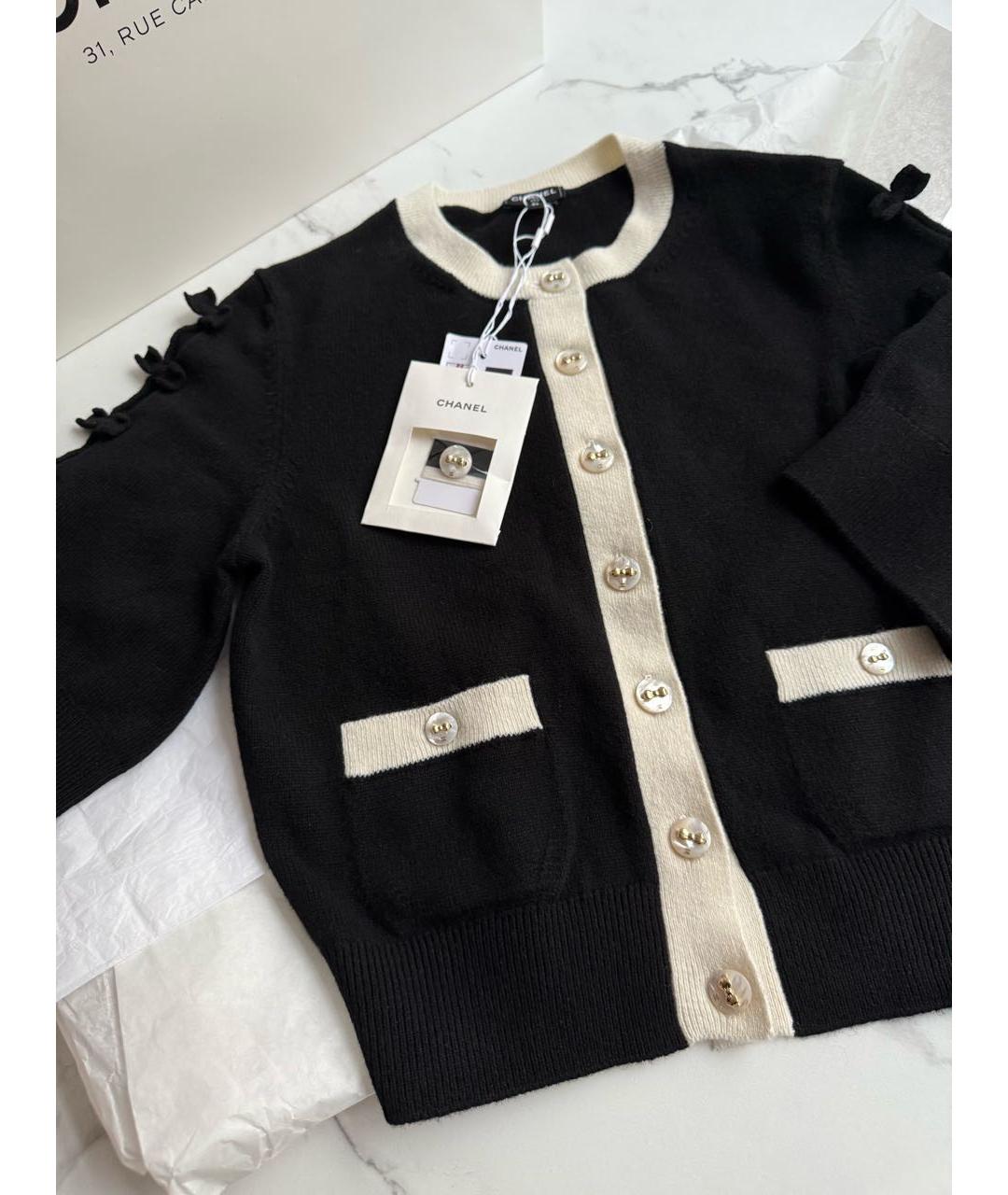 CHANEL Черный шерстяной кардиган, фото 5