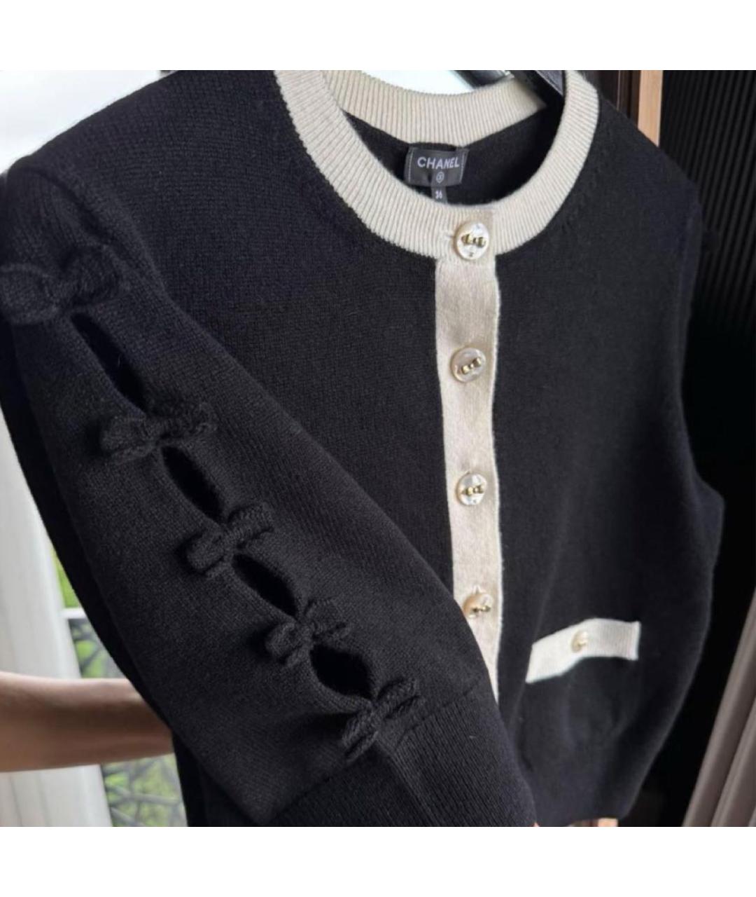 CHANEL Черный шерстяной кардиган, фото 2