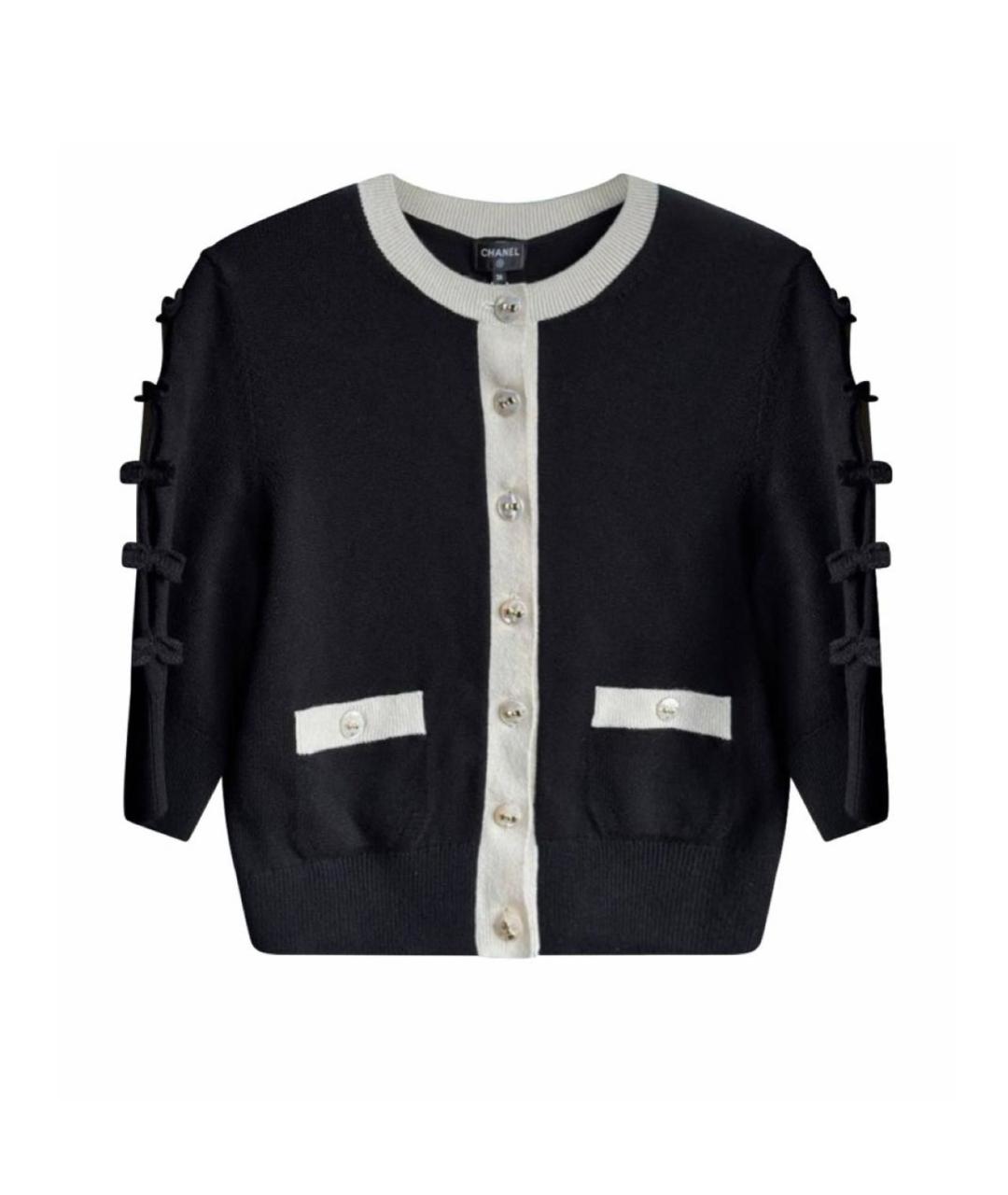 CHANEL Черный шерстяной кардиган, фото 1