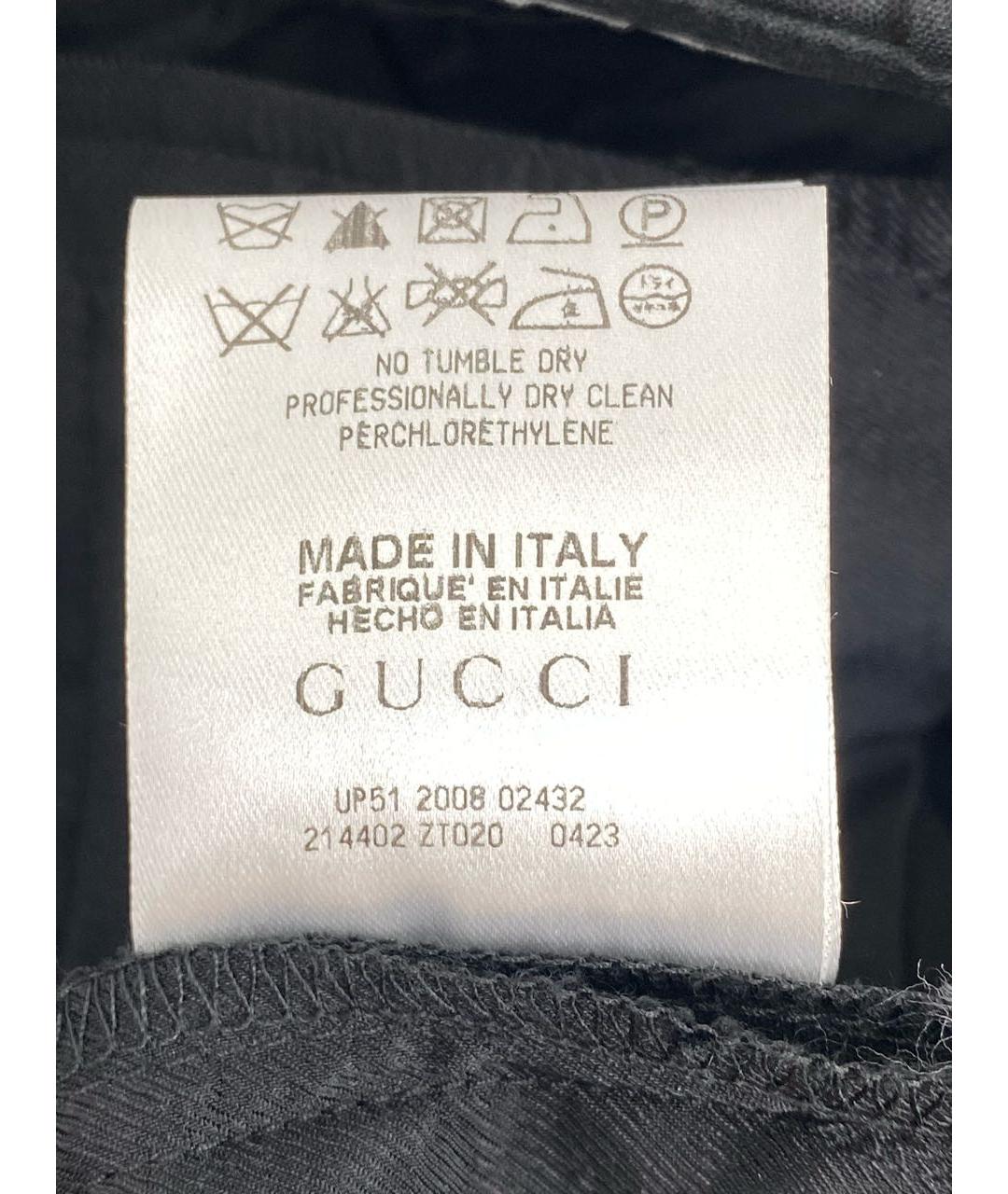 GUCCI Черные хлопко-эластановые прямые брюки, фото 6