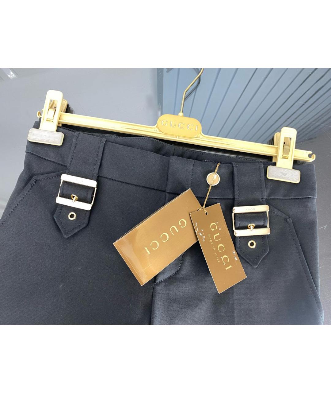 GUCCI Черные хлопко-эластановые прямые брюки, фото 3