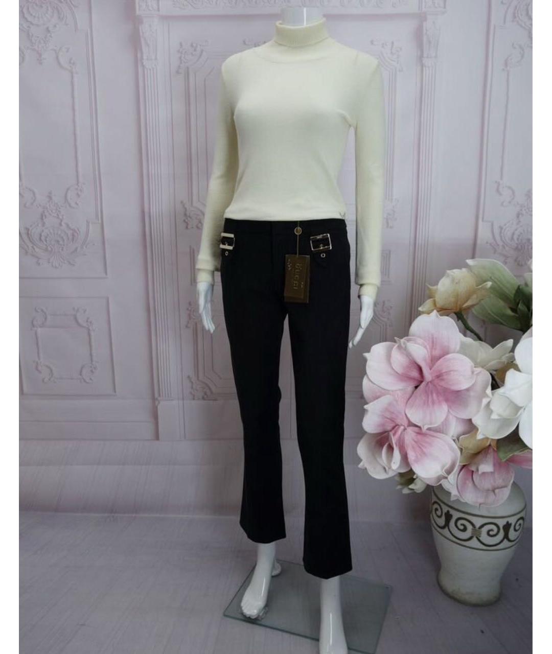 GUCCI Черные хлопко-эластановые прямые брюки, фото 5