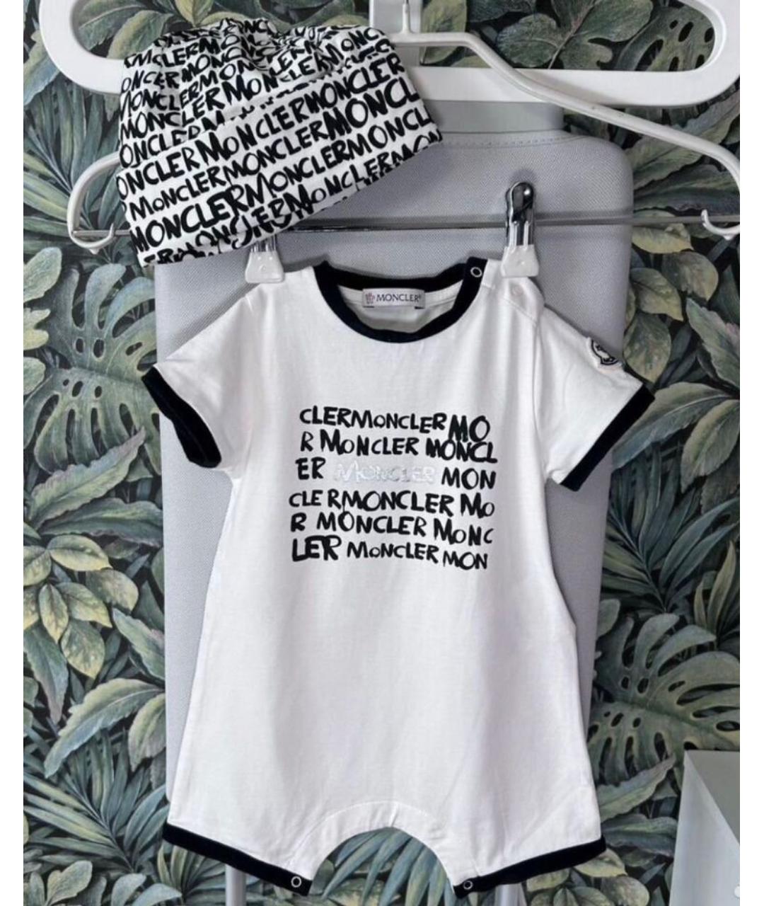 MONCLER Белый хлопковый боди / песочник, фото 7