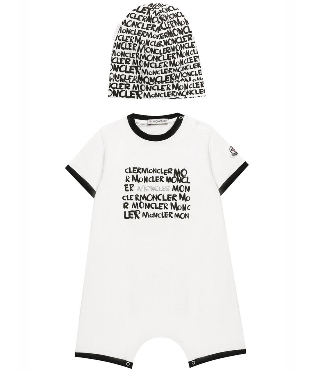 MONCLER Белый хлопковый боди / песочник, фото 1
