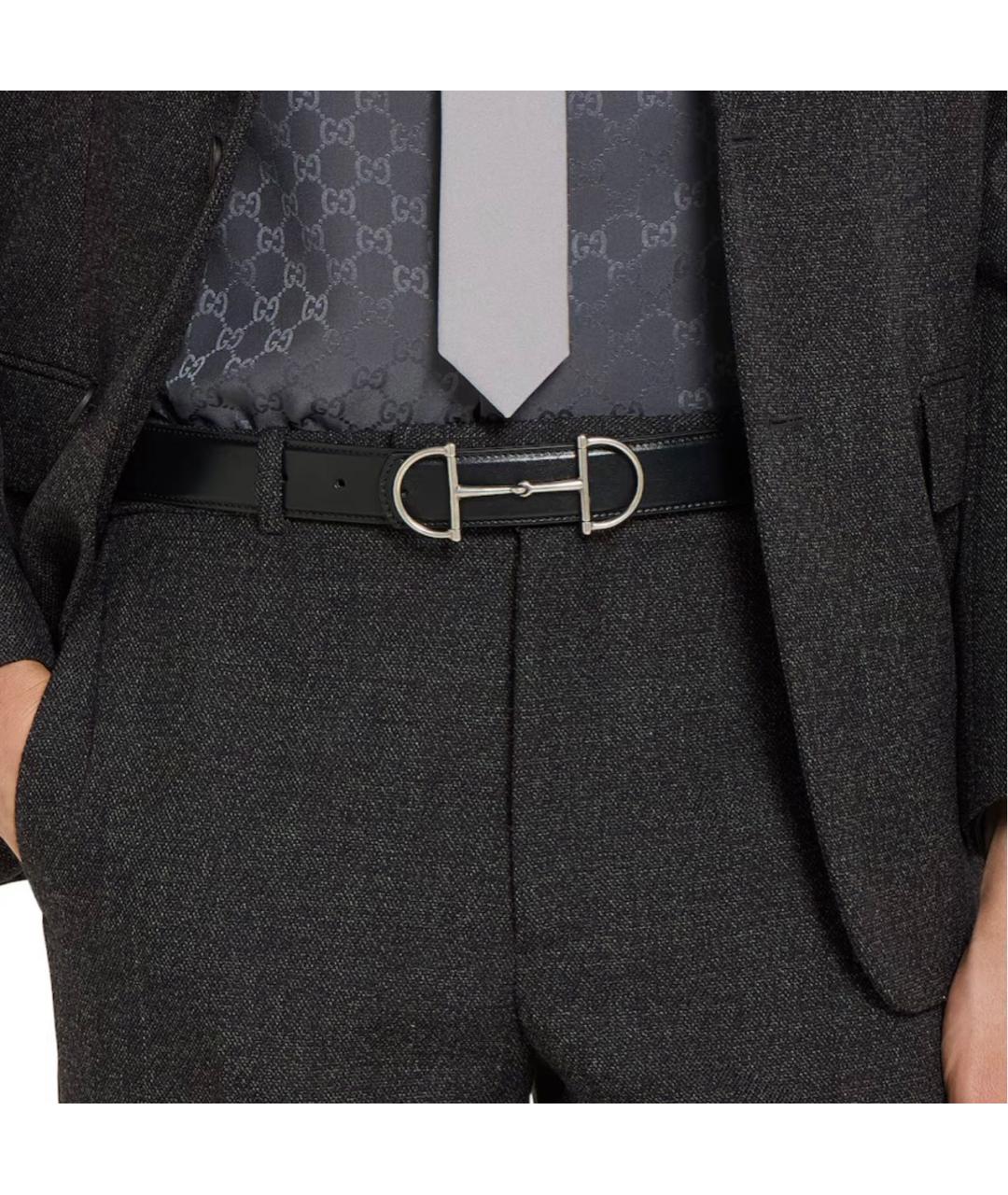 GUCCI Черный кожаный ремень, фото 3