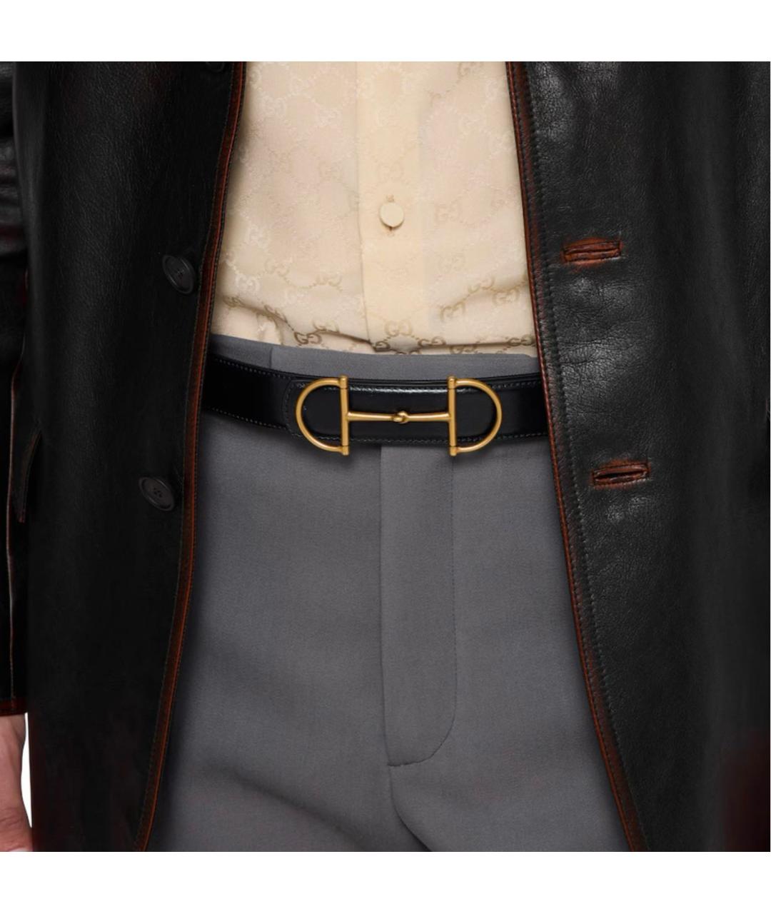 GUCCI Черный кожаный ремень, фото 3