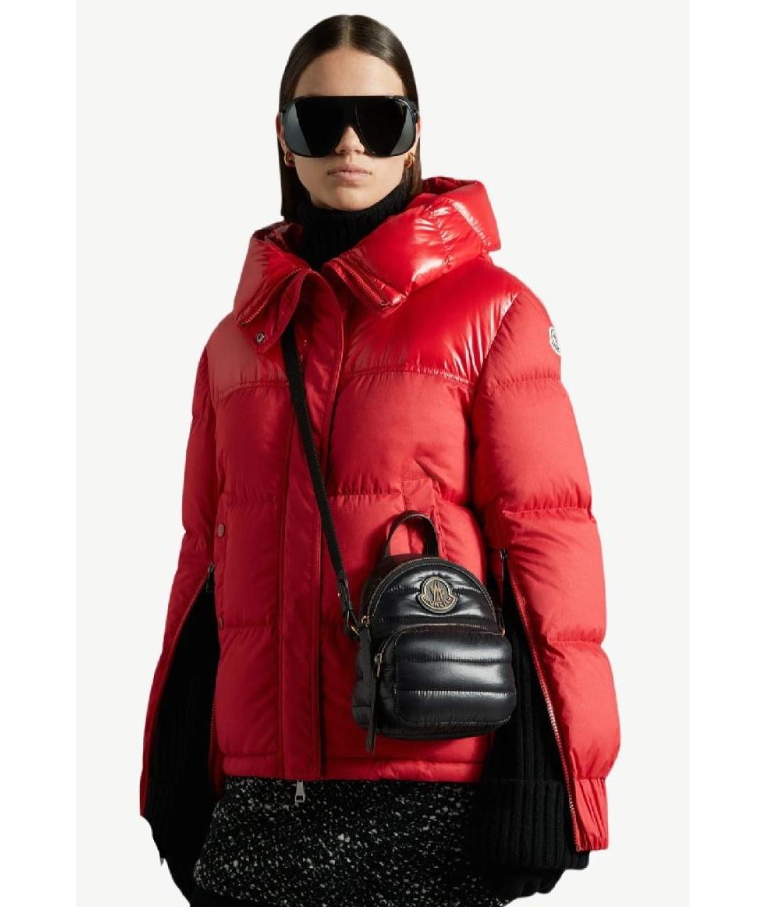 MONCLER Красный полиэстеровый пуховик, фото 6