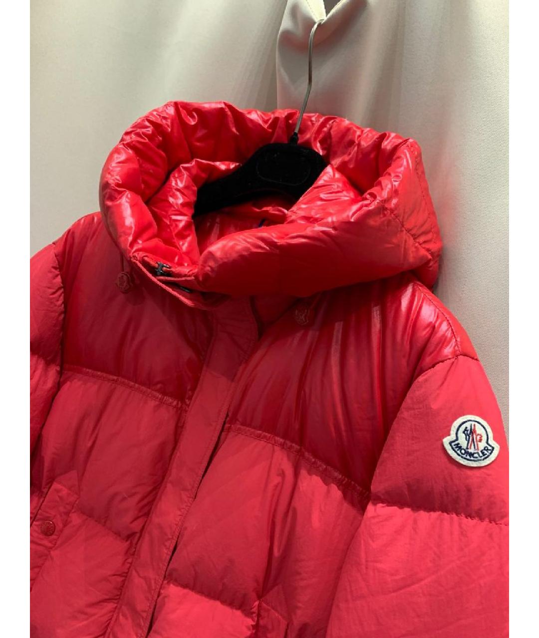 MONCLER Красный полиэстеровый пуховик, фото 4
