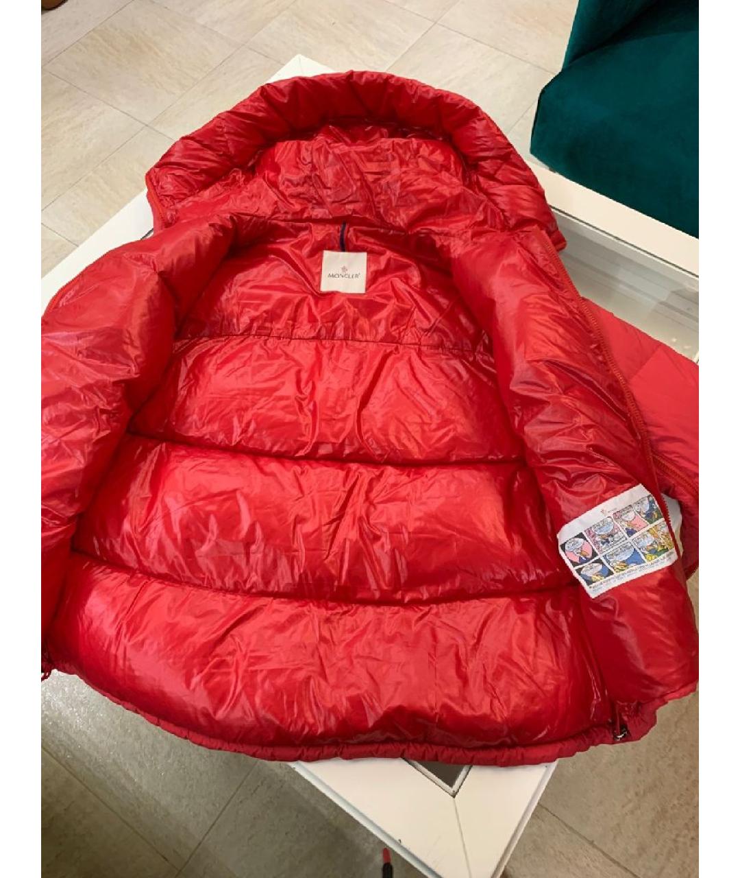 MONCLER Красный полиэстеровый пуховик, фото 3