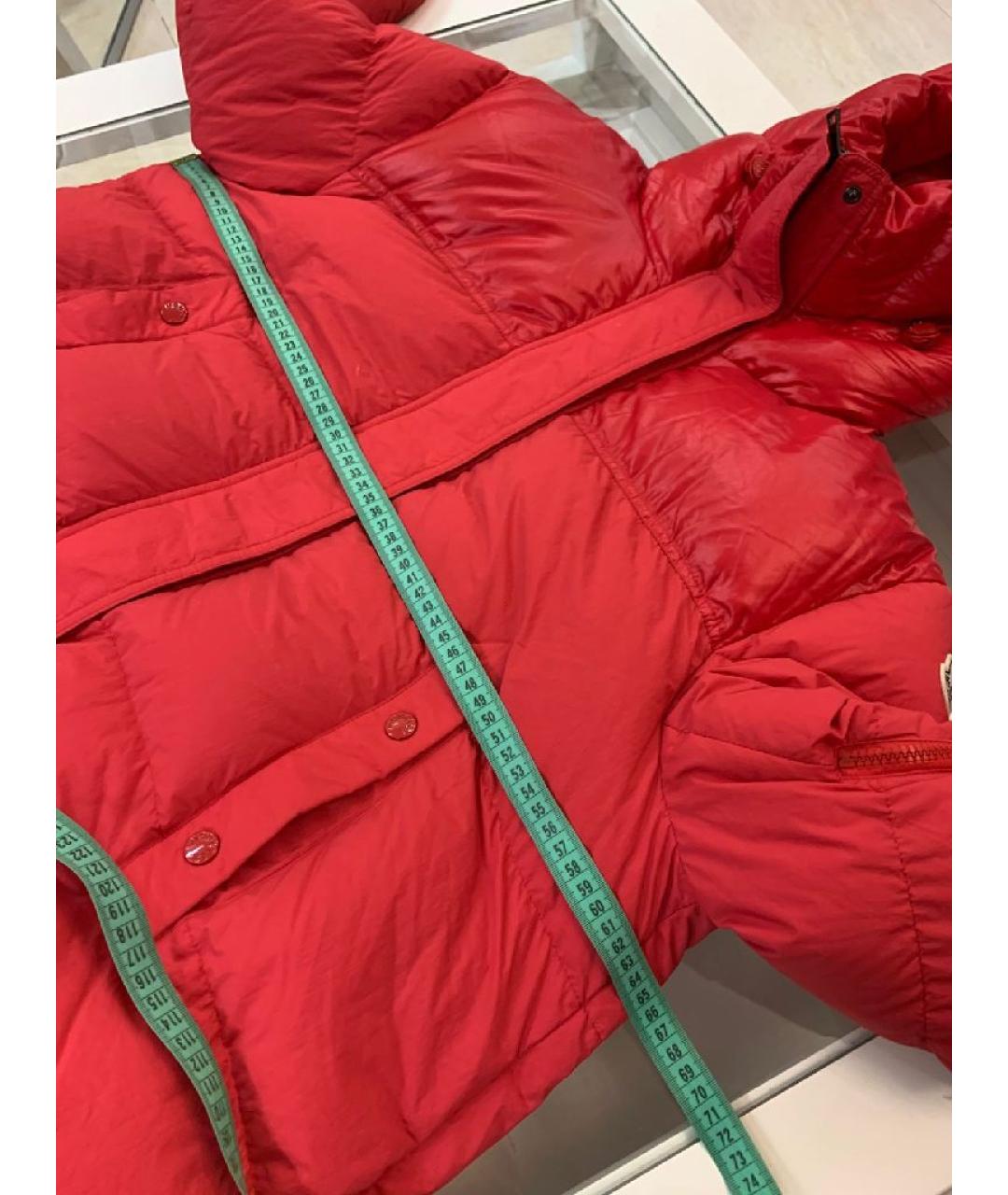 MONCLER Красный полиэстеровый пуховик, фото 7