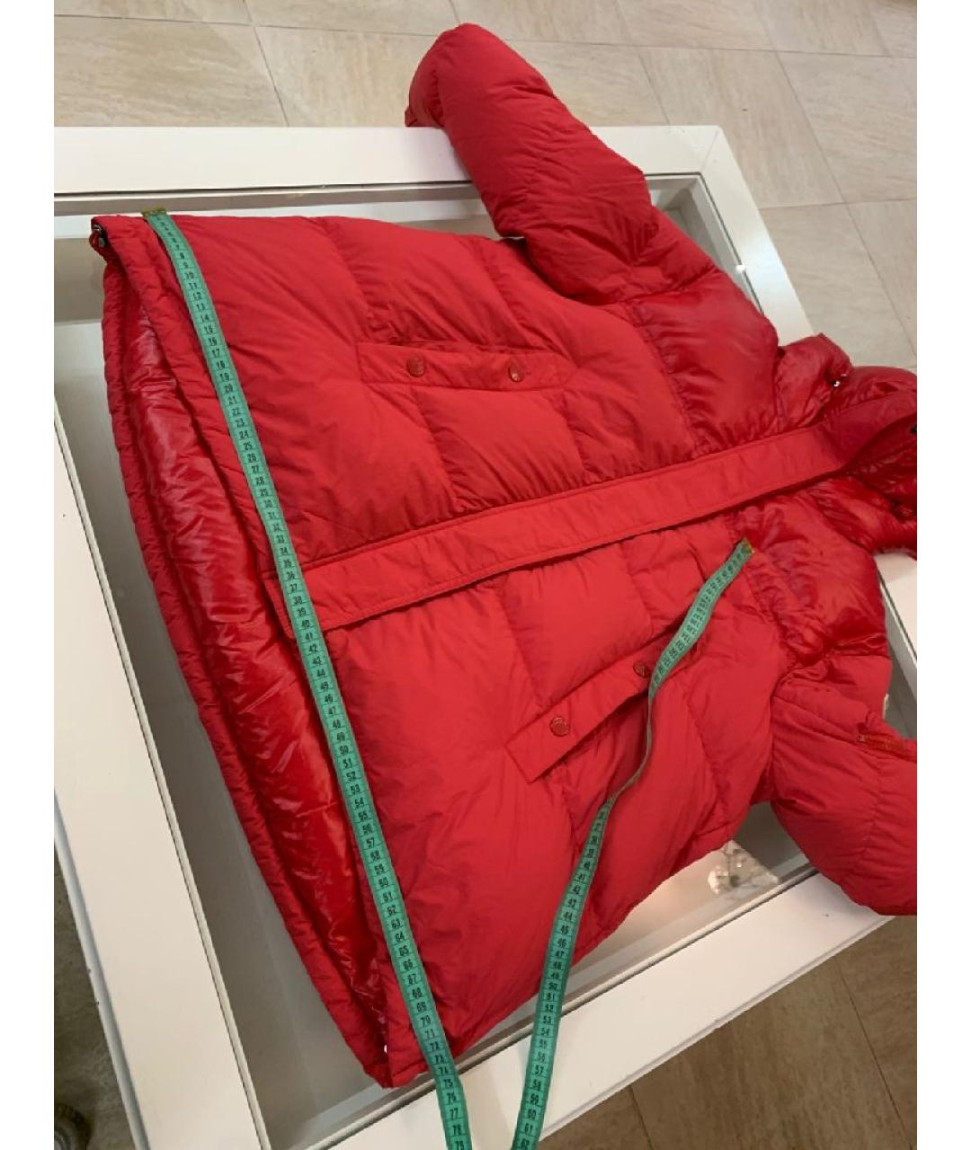 MONCLER Красный полиэстеровый пуховик, фото 8