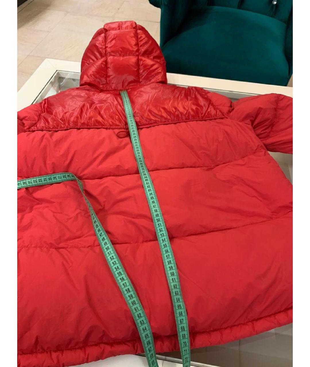 MONCLER Красный полиэстеровый пуховик, фото 9