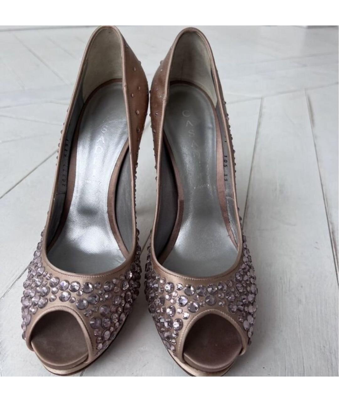 CASADEI Бежевые текстильные туфли, фото 3