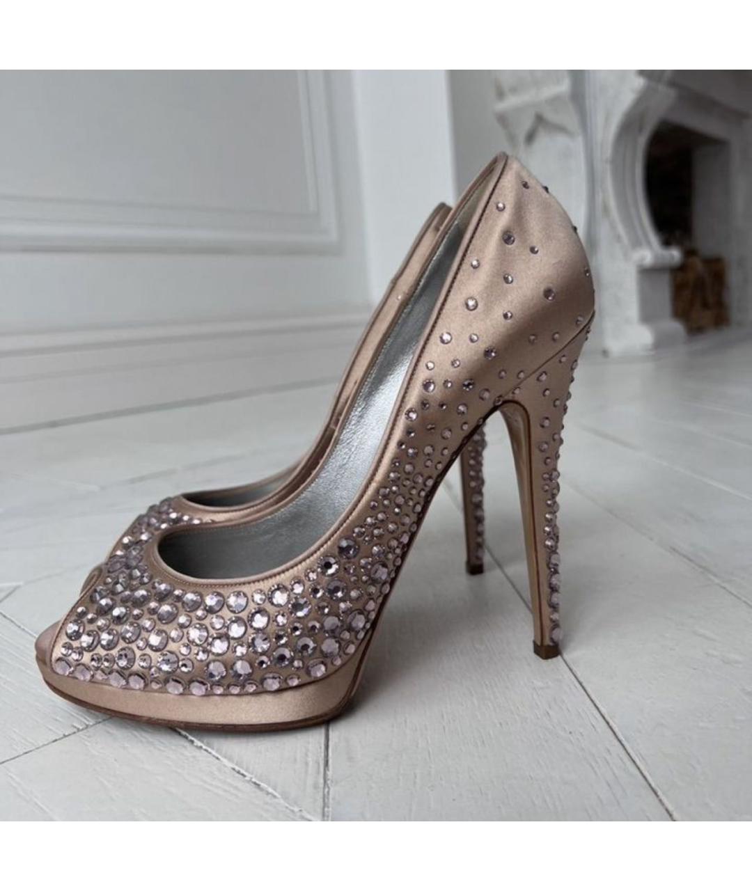 CASADEI Бежевые текстильные туфли, фото 4