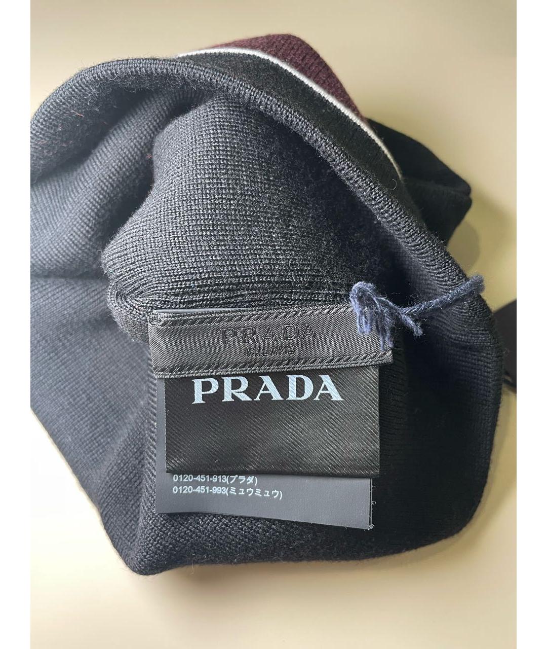 PRADA Черная шерстяная шапка, фото 4